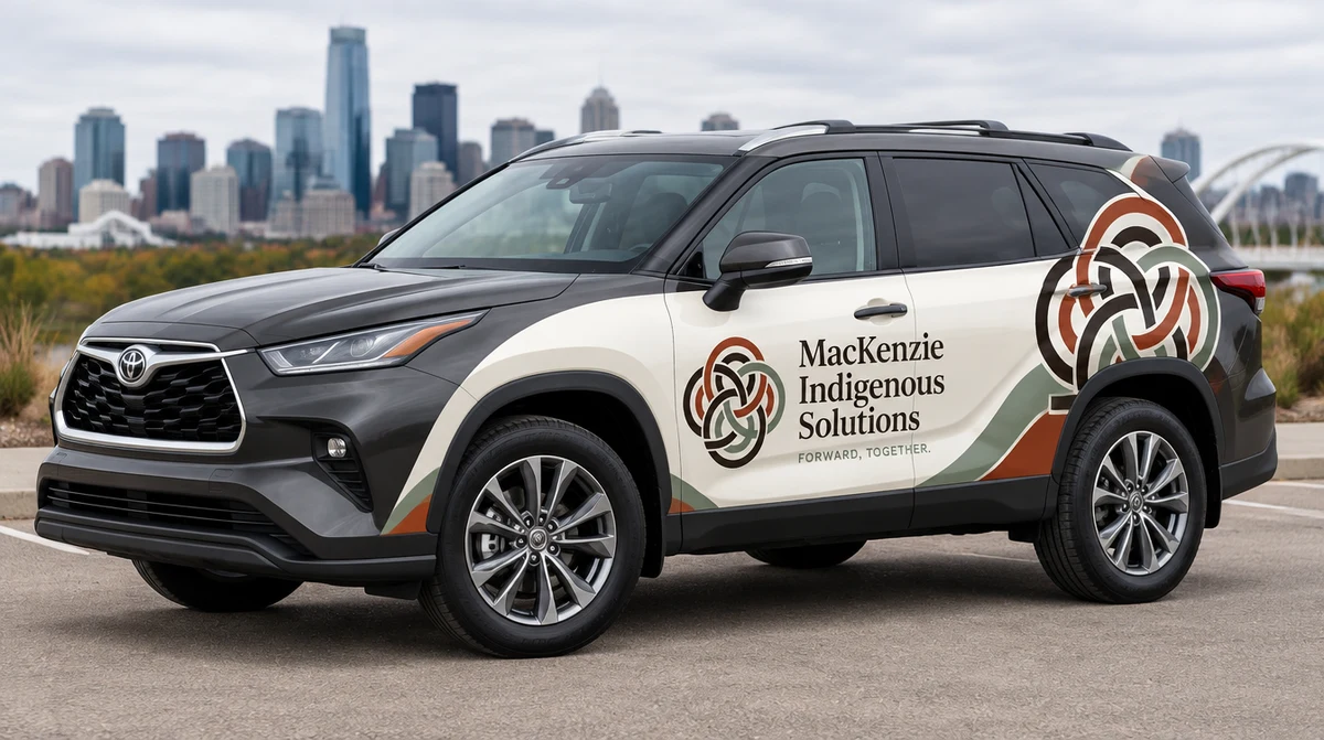 MacKenzie Indigenous Solutions vehicle, wrapped by Car Wrap Edmonton
